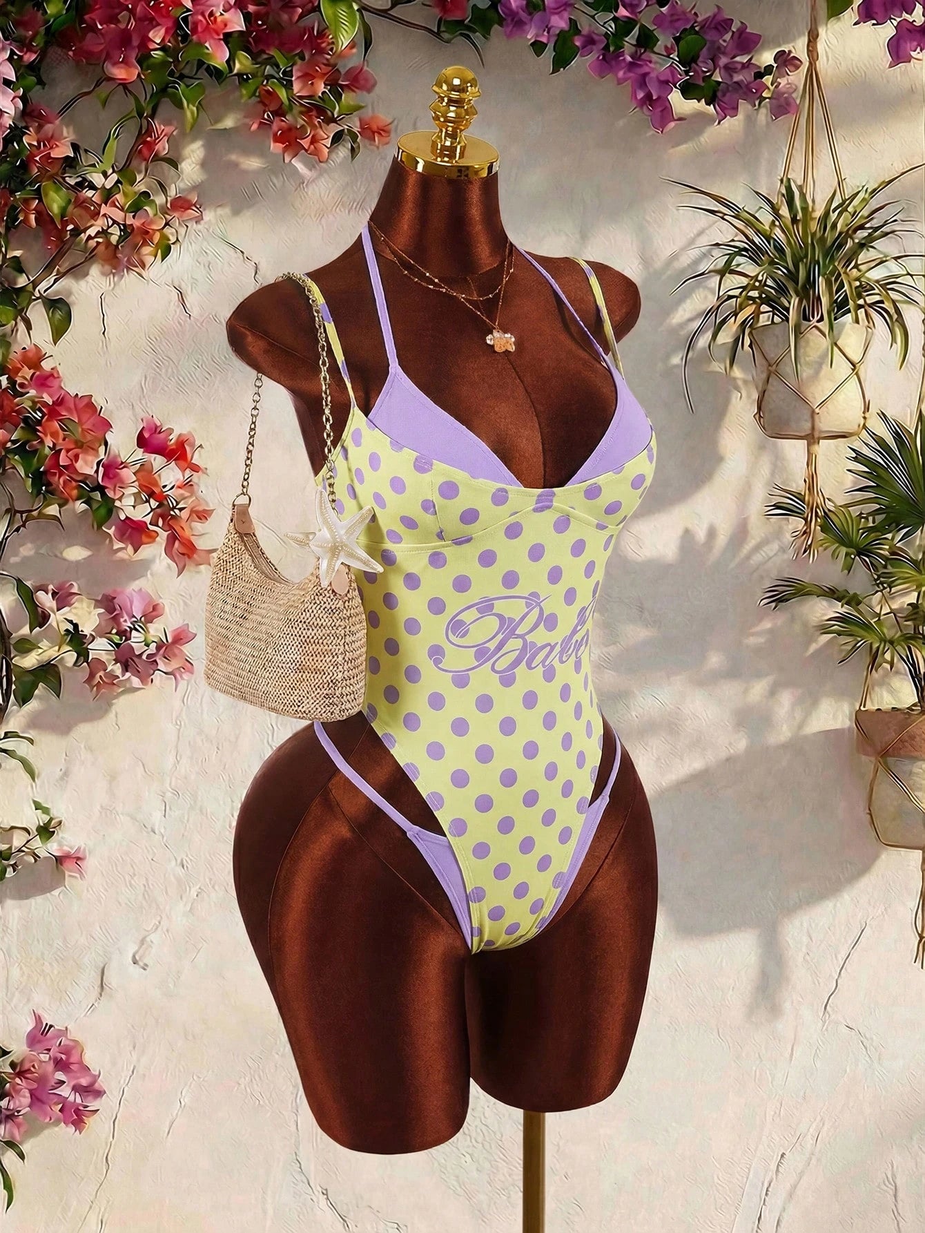 Amplova 1pc Women's Sexy Avant-Garde 2 In 1 Swimsuit, Contrasting
