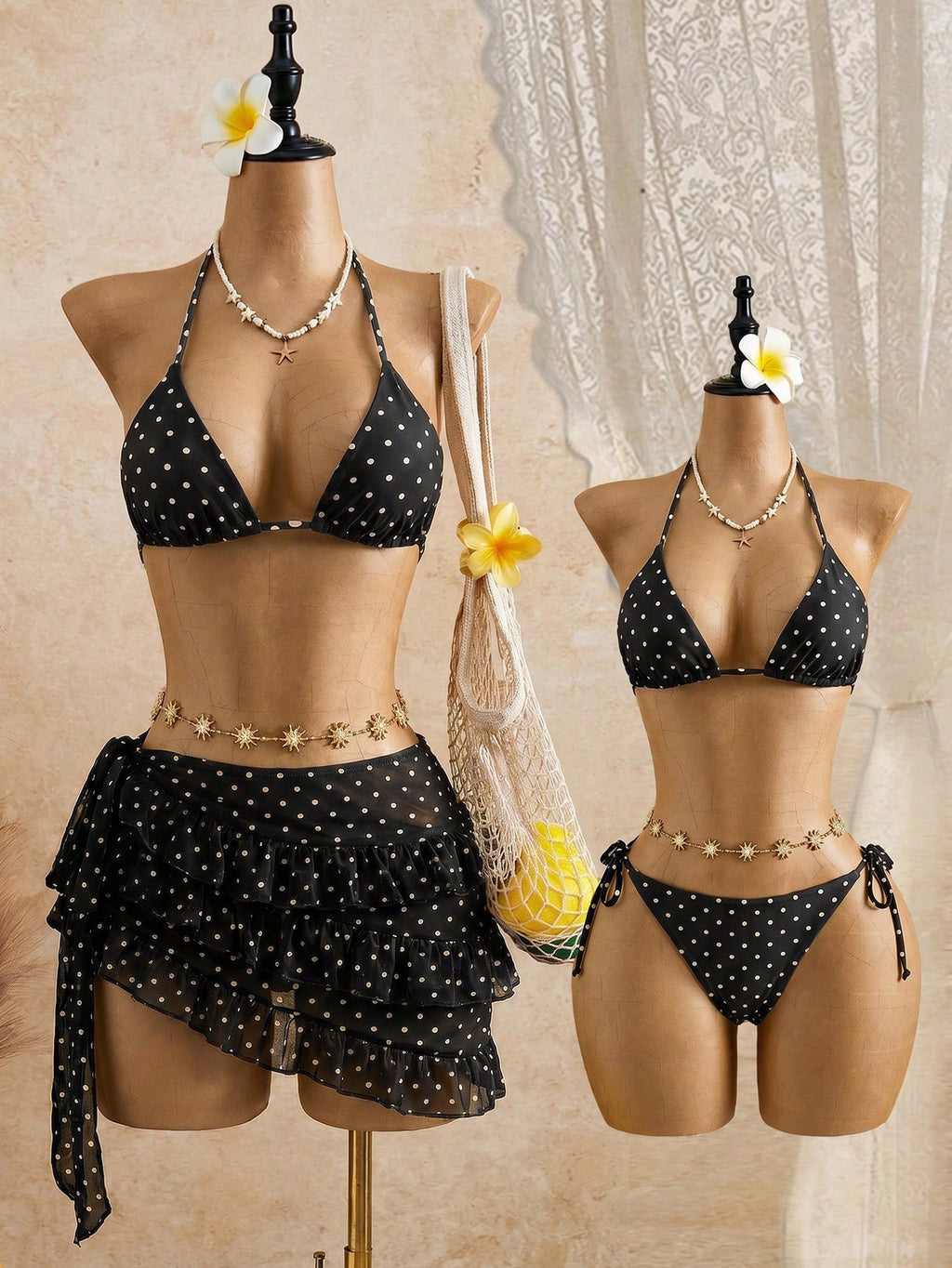 Bellisia Women's Brown Polka Dot,Summer,Cute,Beach Vacation,Holiday,Holiday Biki