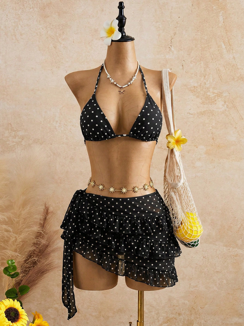 Bellisia Women's Brown Polka Dot,Summer,Cute,Beach Vacation,Holiday,Holiday Biki