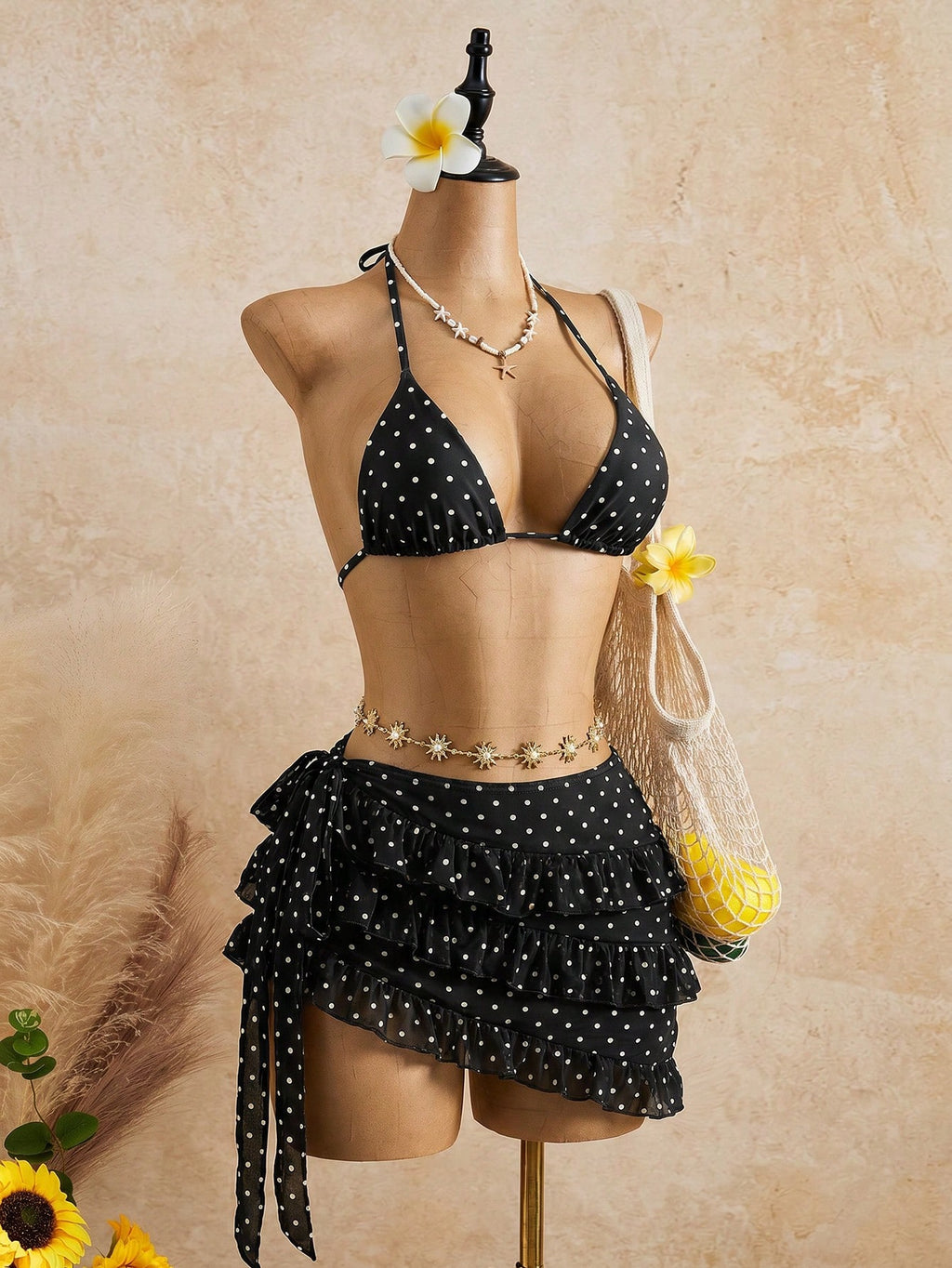 Bellisia Women's Brown Polka Dot,Summer,Cute,Beach Vacation,Holiday,Holiday Biki
