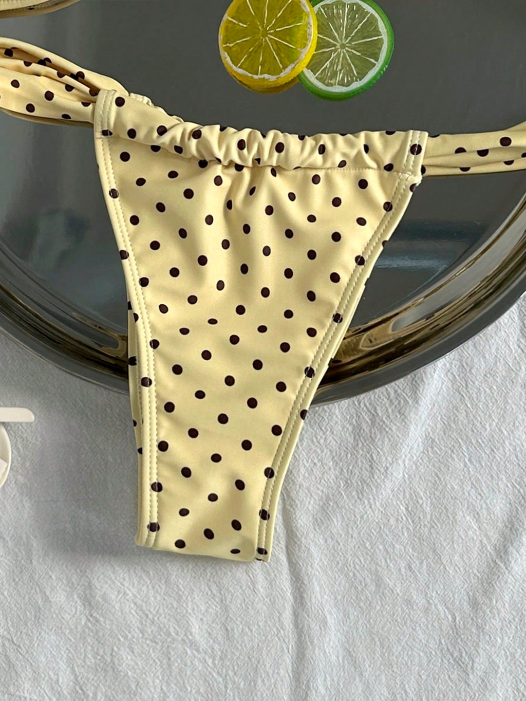 Swim Mod Spring/Summer New French Vintage Taro Purple Polka Dot Sweet