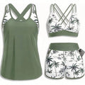 Women's Three-Piece Split Swimsuit With Pockets,-Back Design, Bikini