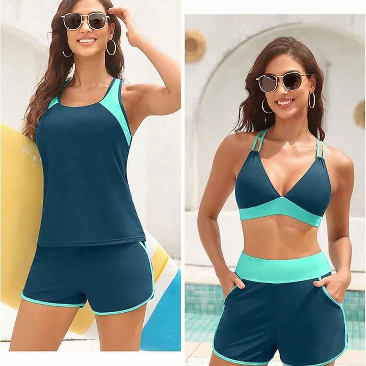 Women's Three-Piece Split Swimsuit With Pockets,-Back Design, Bikini With Shorts, Sports Swimwear, Summer - image 6