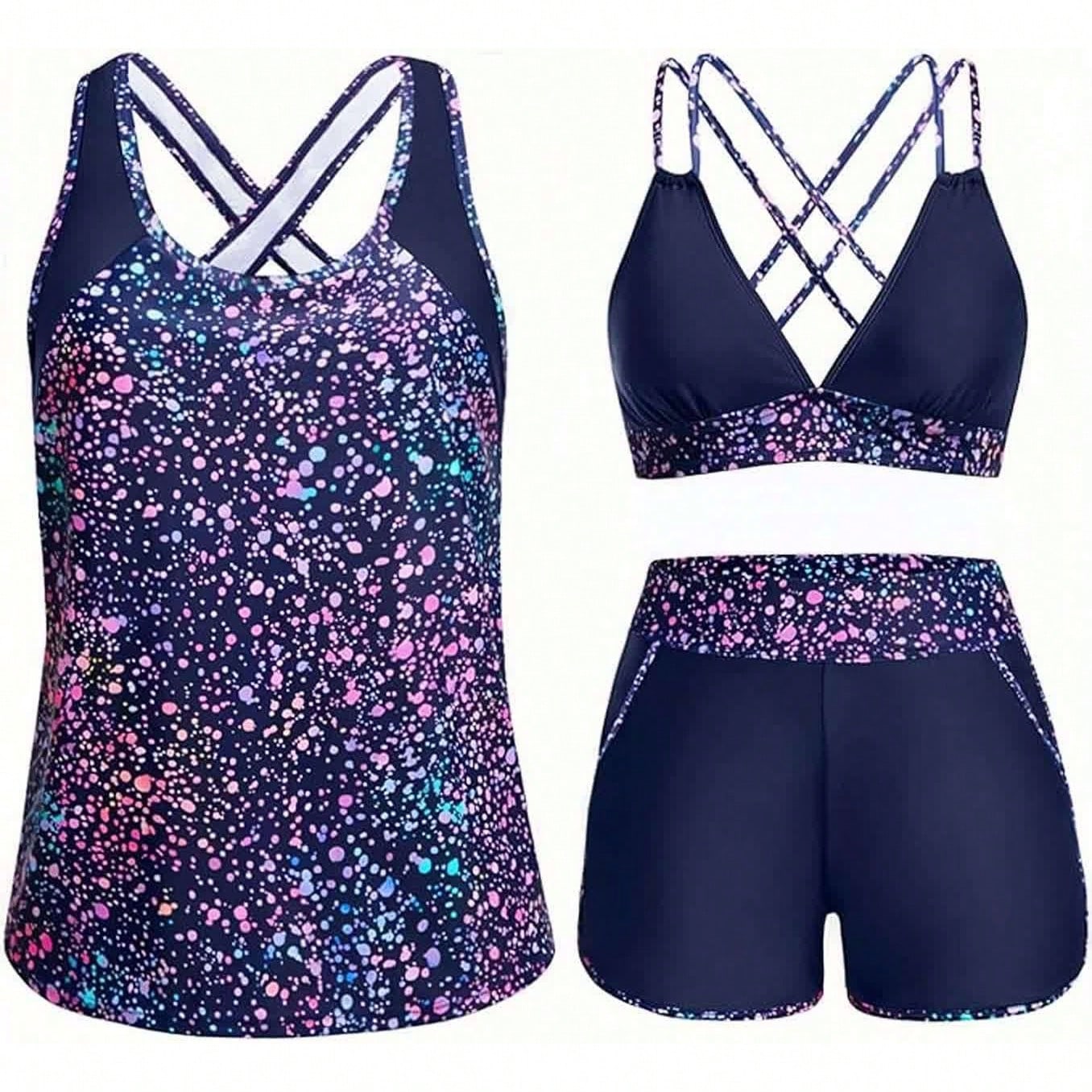 Women's Three-Piece Split Swimsuit With Pockets,-Back Design, Bikini With Shorts, Sports Swimwear, Summer - image 10