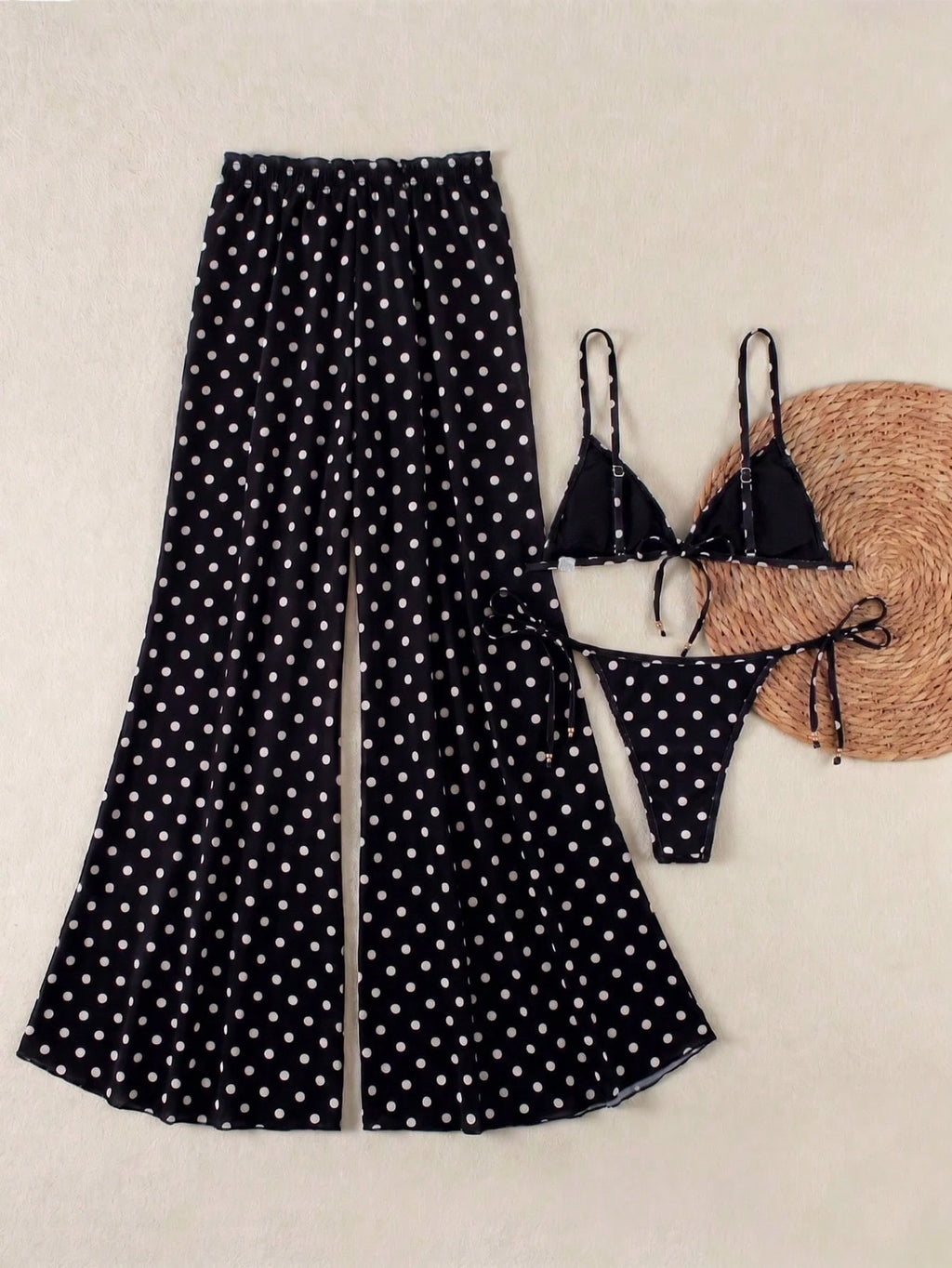 Women's New Sexy Zebra Print Bikini Set With Coverup And Flare Pants,