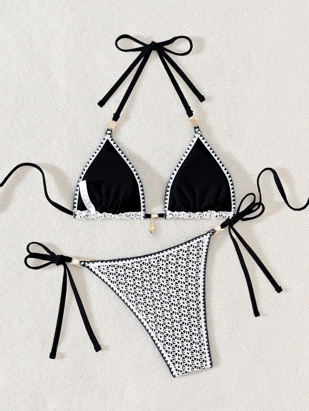 Swim Vcay Women's Hollow Out Blue Shell & Pearl Decor Sexy Bikini Set, Beach Summer Outfits - image 12