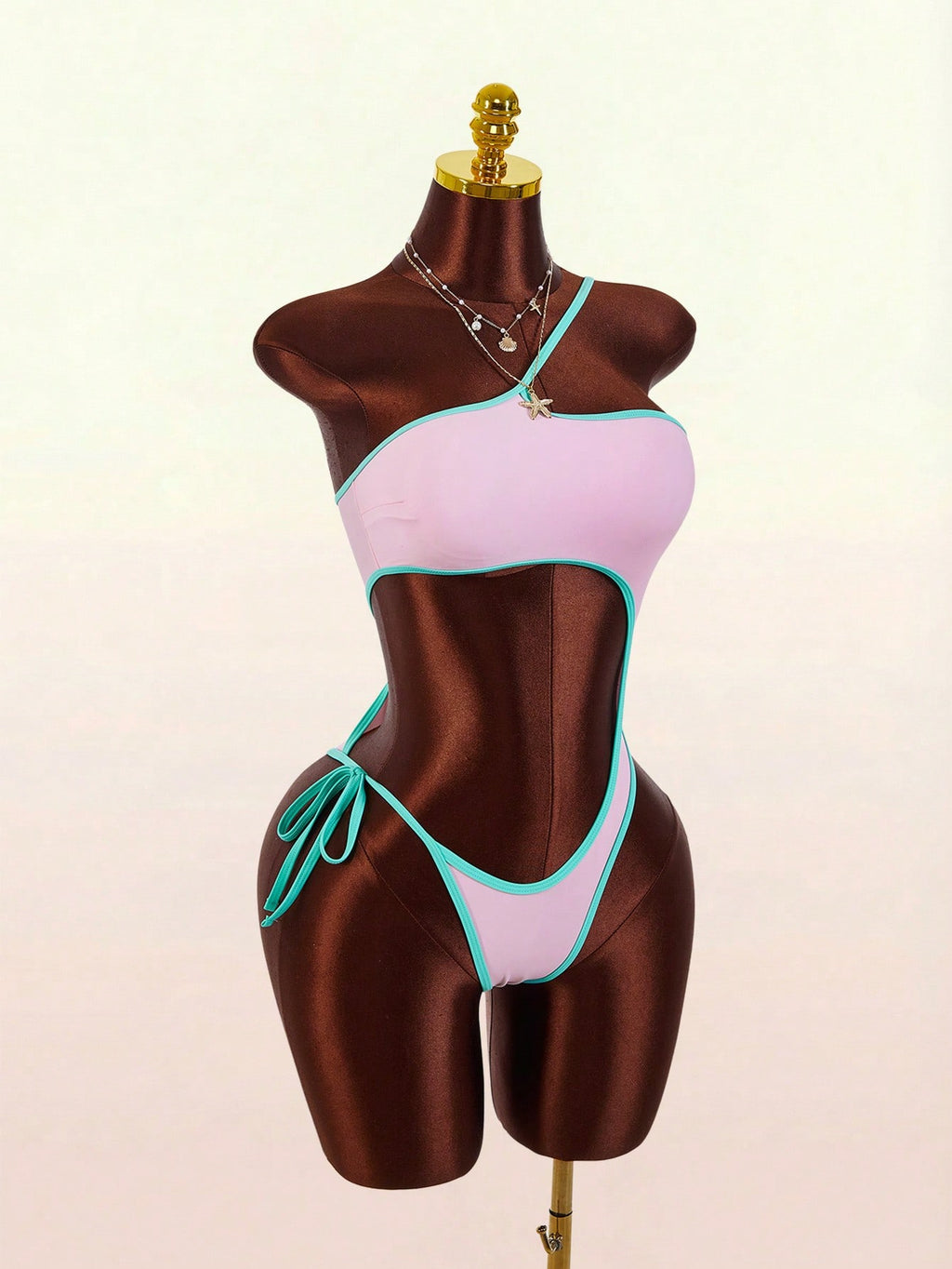 Amplova Women's One-Piece Backless Swimsuit With Cutout Waist,Olive Green,Summer,Cute,Beach,Contrast Color, & - image 13