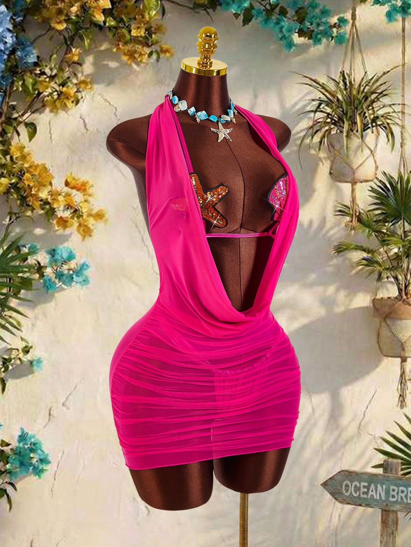 Amplova Women's 3-Piece Swimsuit Set With Starfish Shell Cup Details
