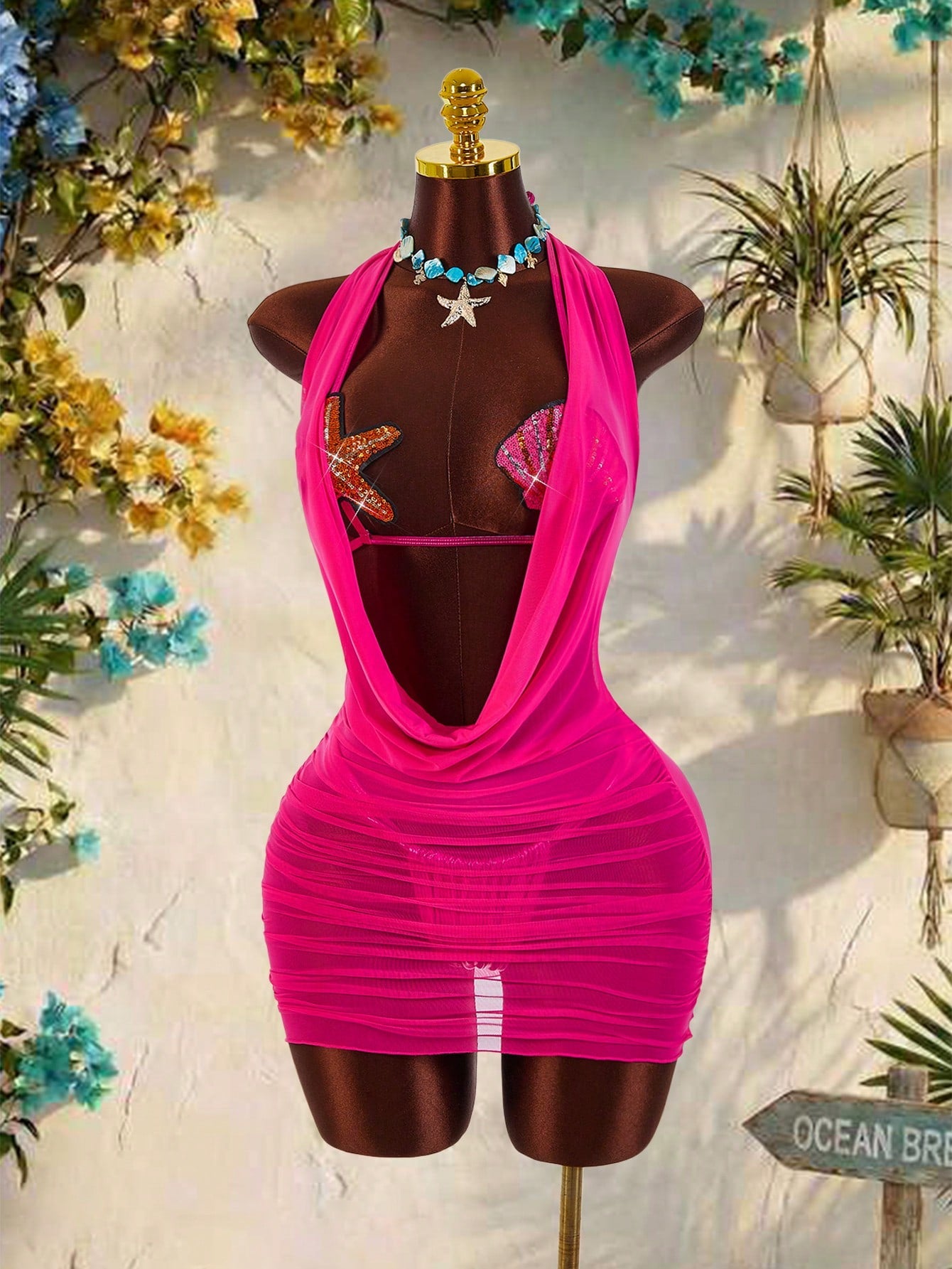 Amplova Women's 3-Piece Swimsuit Set With Starfish Shell Cup Details