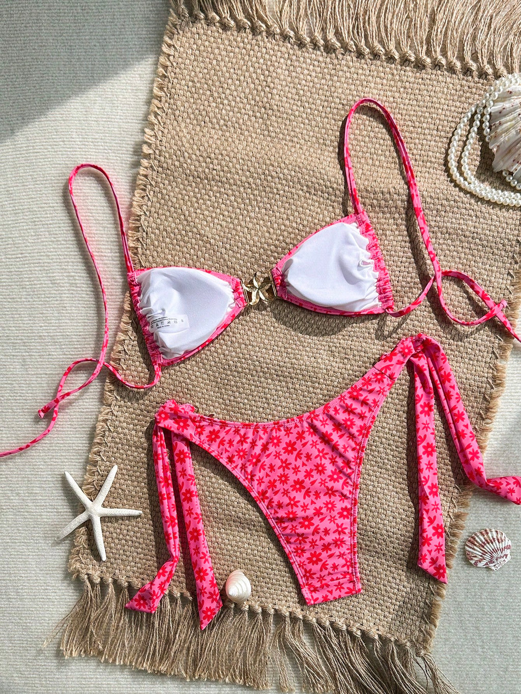 Swim Mod Women's Tropical Print Two Pieces Bikini Set, Casual Holiday