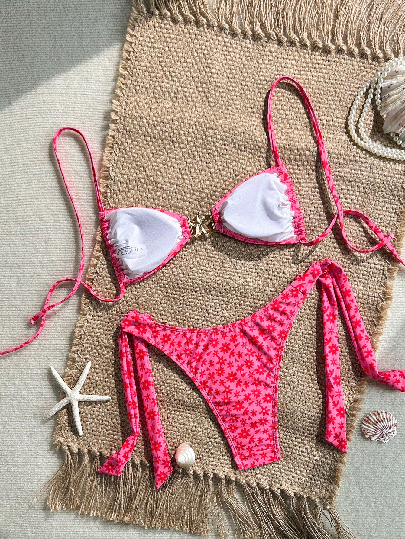Swim Mod Women's Tropical Print Two Pieces Bikini Set, Casual Holiday