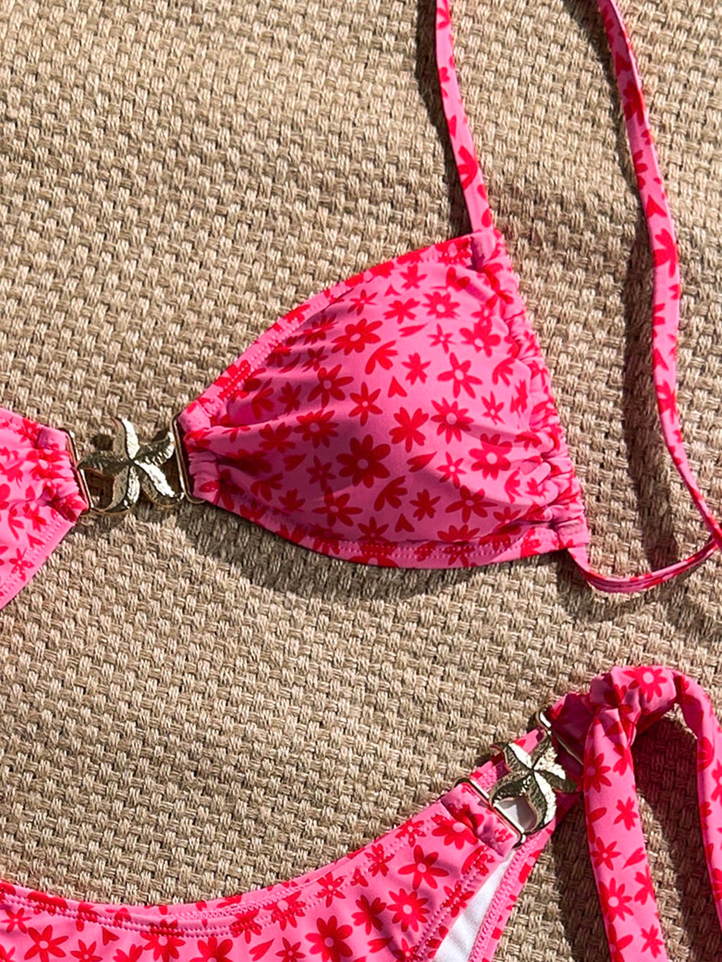 Swim Mod Women's Tropical Print Two Pieces Bikini Set, Casual Holiday