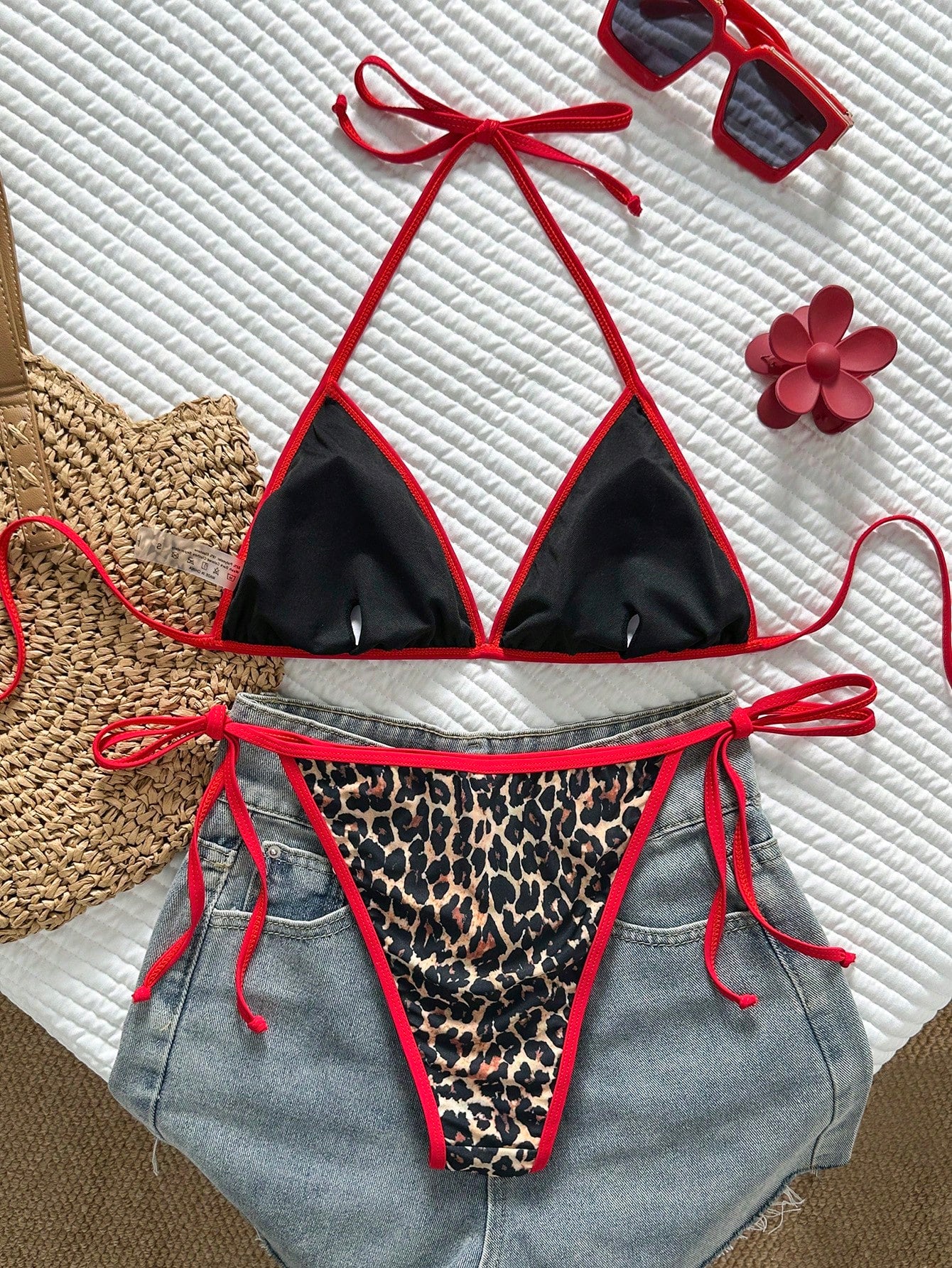 Swim Mod Women's 2-Piece Split Bikini Set, Cute Multicolor Sexy