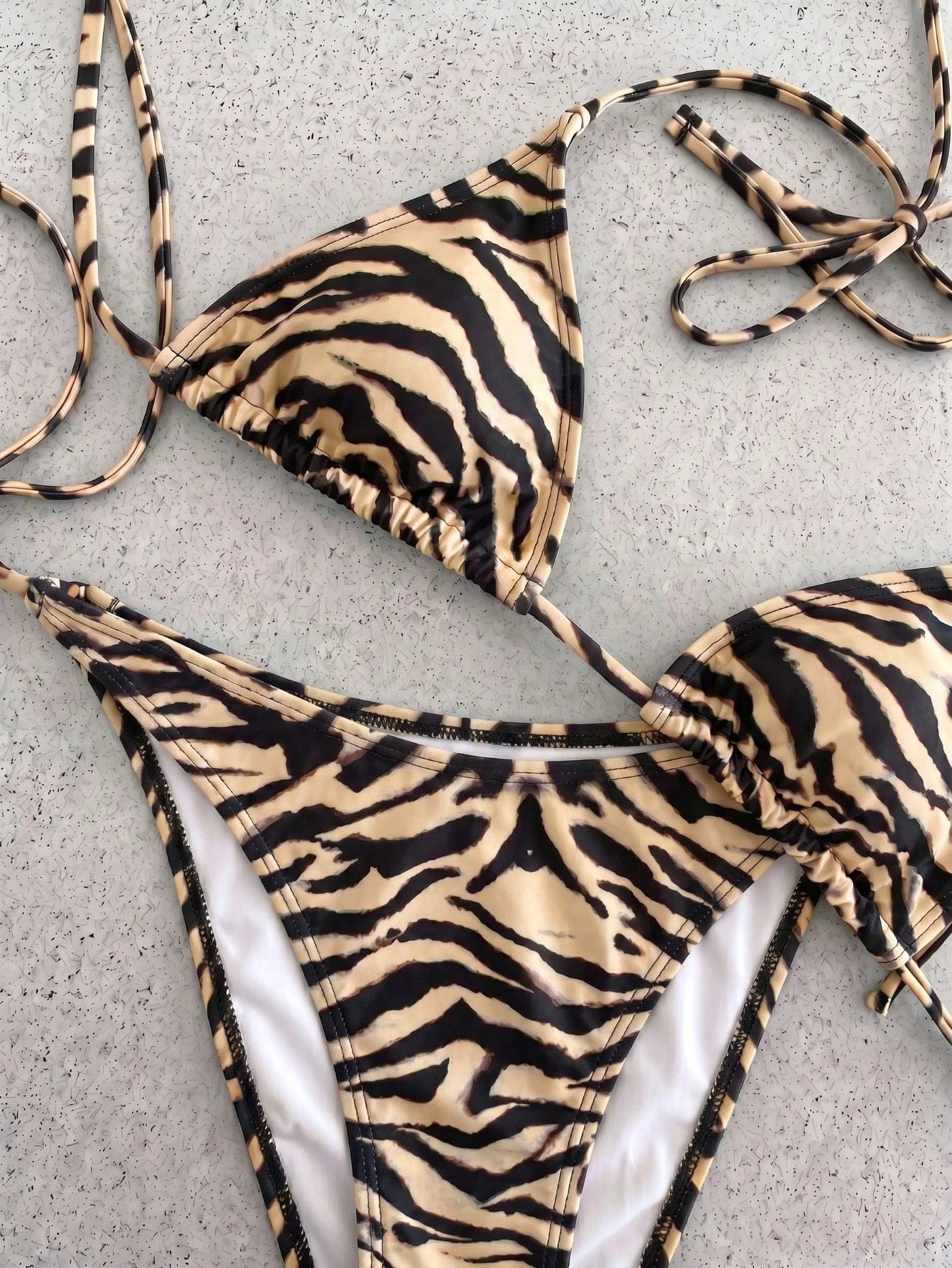 Retro Leopard Print Knotted Bikini Set, Sexy Push-Up High Waist Fitted 2 Pieces Swimsuit For Women, Summer - image 11
