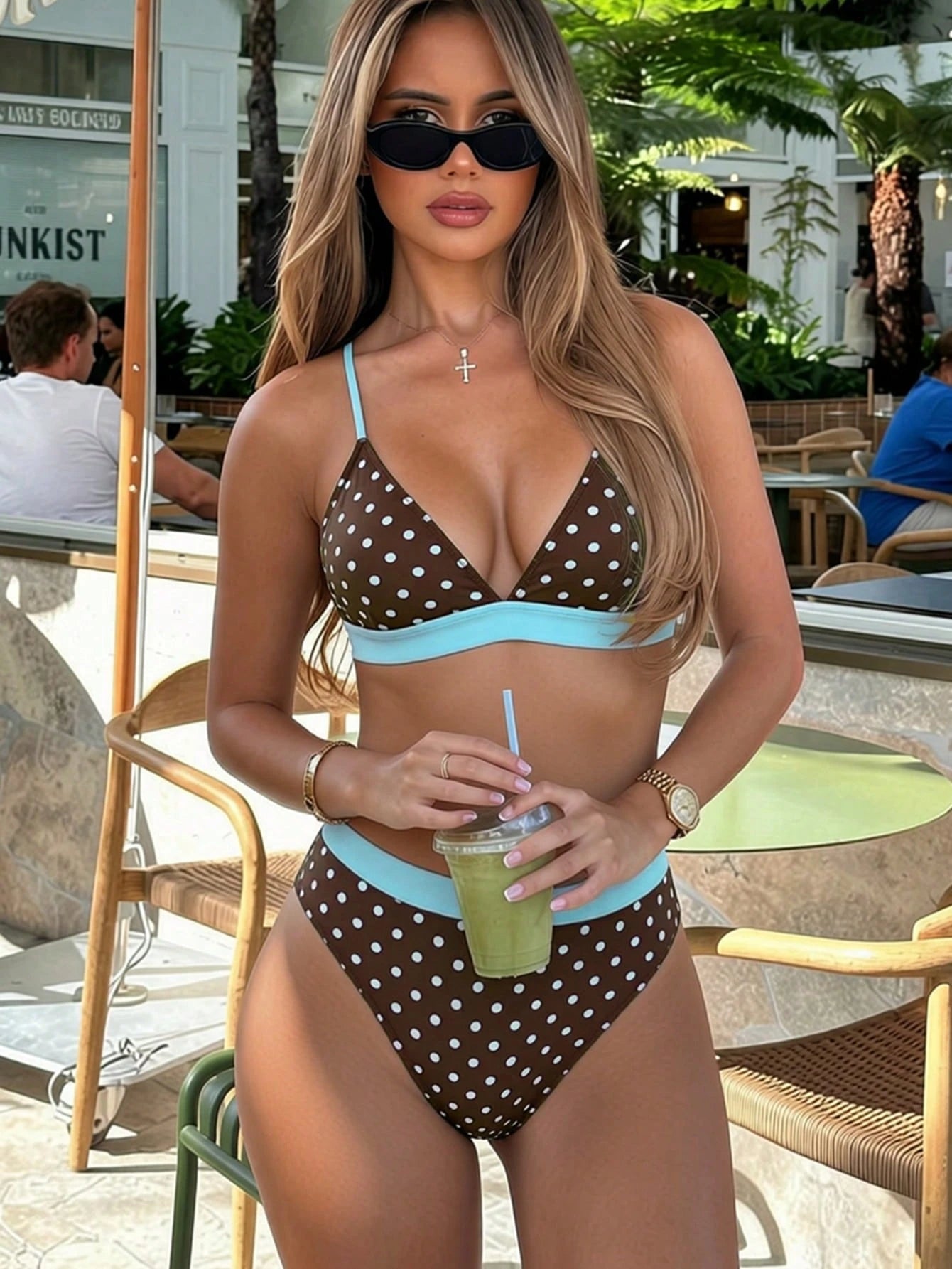 Swim Basics Springbreak Women's Colorblock Sexy Bikini Swimwear,