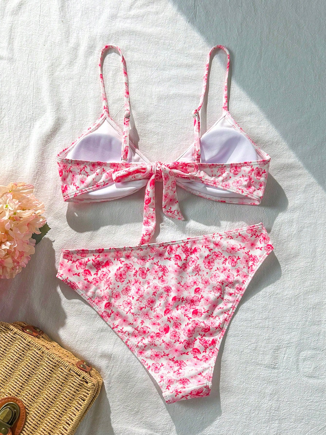 Swim Mod Women's 2-Piece Bikini Swimsuit Set, Double Shoulder Straps, Light Pink Ribbed Fabric, Two Pieces - image 20