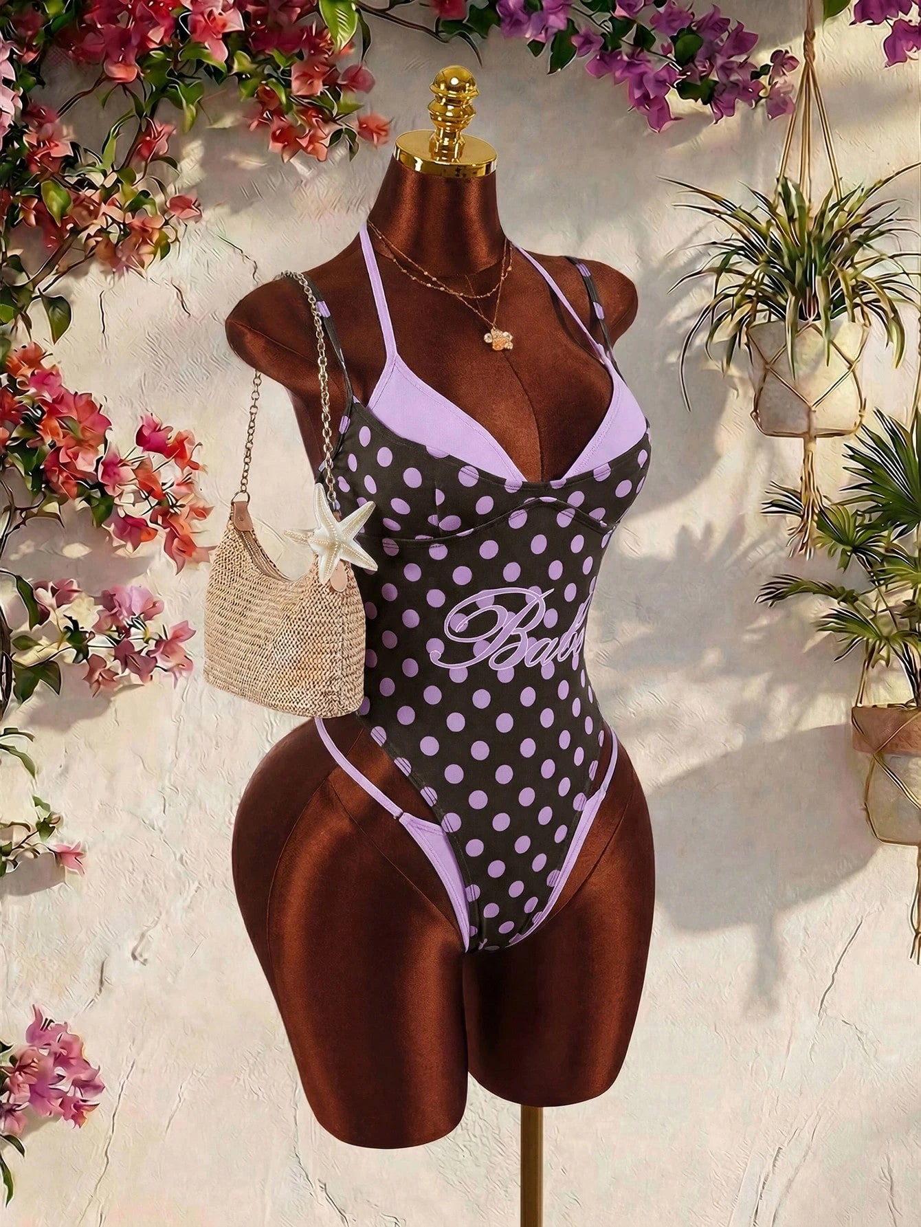 Amplova 1pc Women's Sexy Avant-Garde 2 In 1 Swimsuit, Contrasting Fuchsia And Yellow, Suitable For Beach - image 11