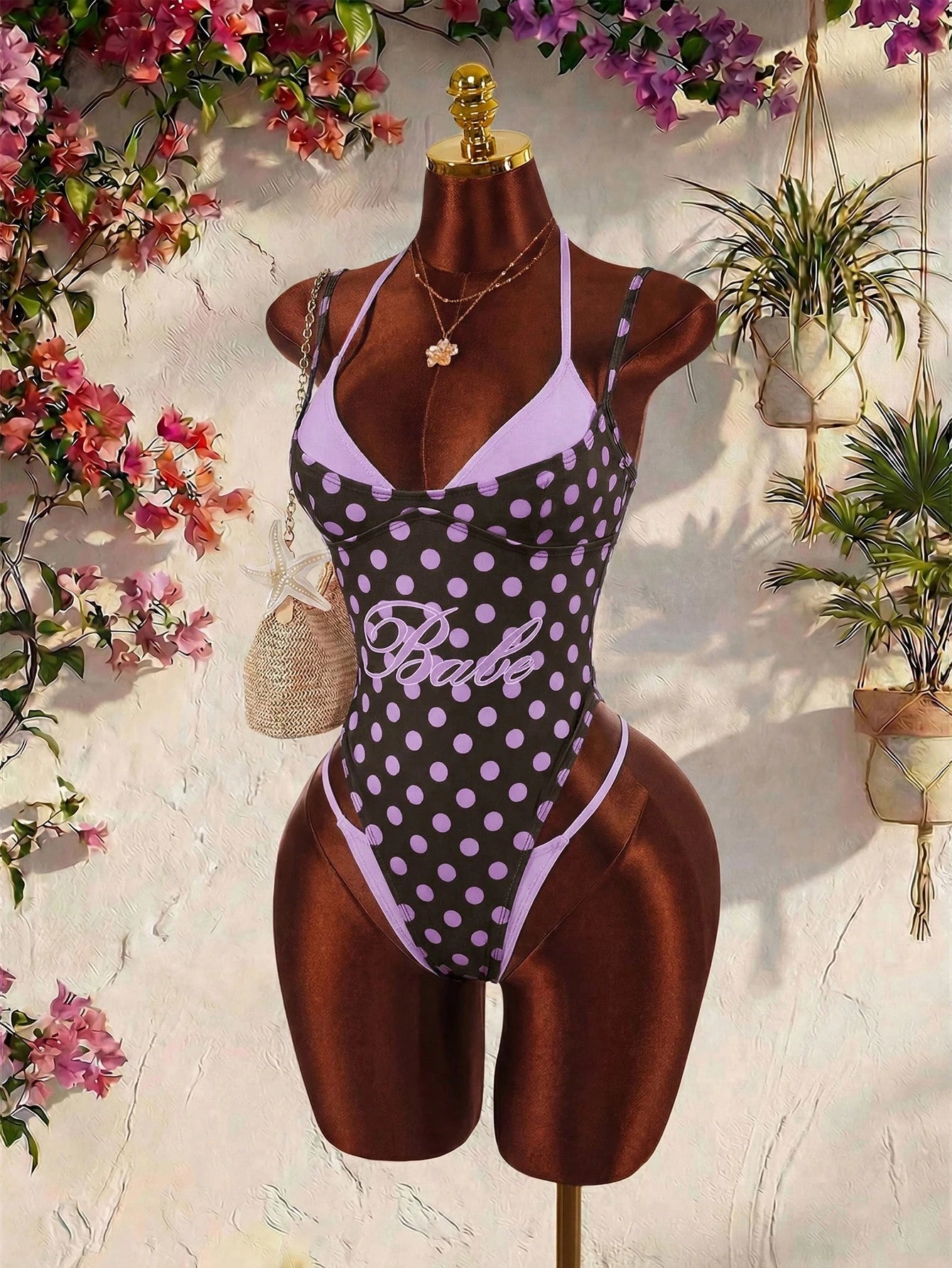 Amplova 1pc Women's Sexy Avant-Garde 2 In 1 Swimsuit, Contrasting Fuchsia And Yellow, Suitable For Beach - image 14