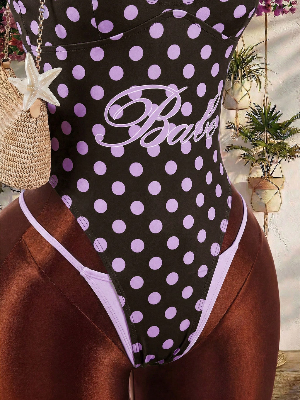 Amplova 1pc Women's Sexy Avant-Garde 2 In 1 Swimsuit, Contrasting Fuchsia And Yellow, Suitable For Beach - image 15