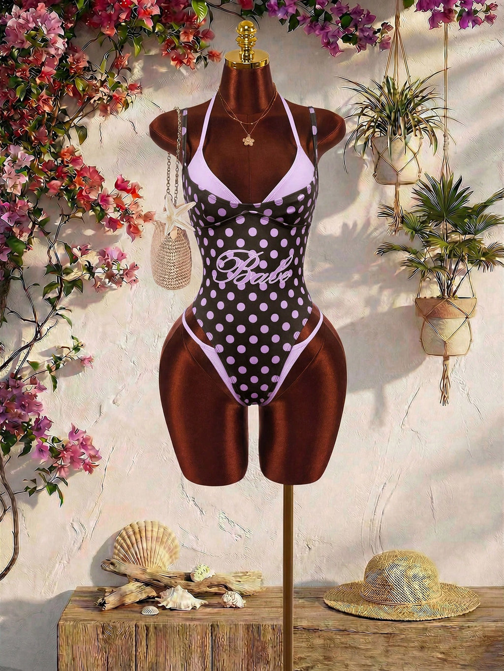 Amplova 1pc Women's Sexy Avant-Garde 2 In 1 Swimsuit, Contrasting Fuchsia And Yellow, Suitable For Beach - image 16