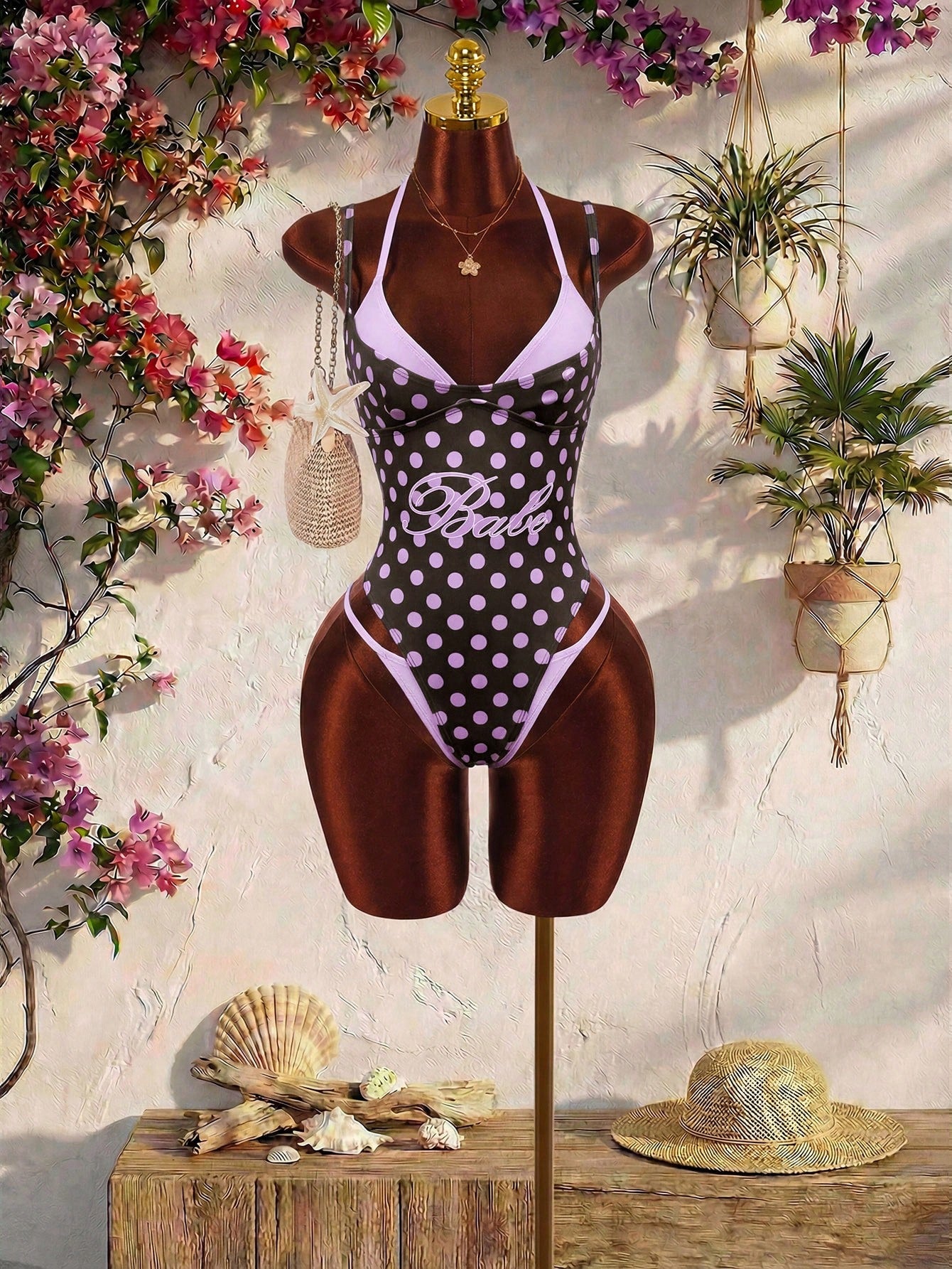 Amplova 1pc Women's Sexy Avant-Garde 2 In 1 Swimsuit, Contrasting Fuchsia And Yellow, Suitable For Beach - image 16