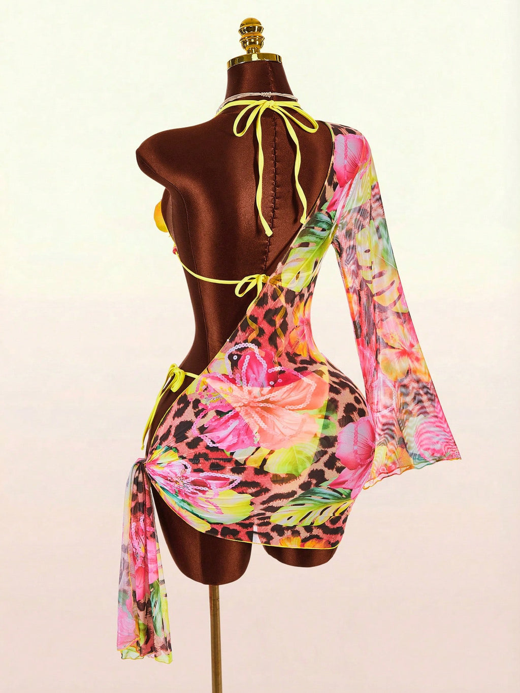 Amplova Women's Floral Swimsuit Set With Chest Detail, Sexy