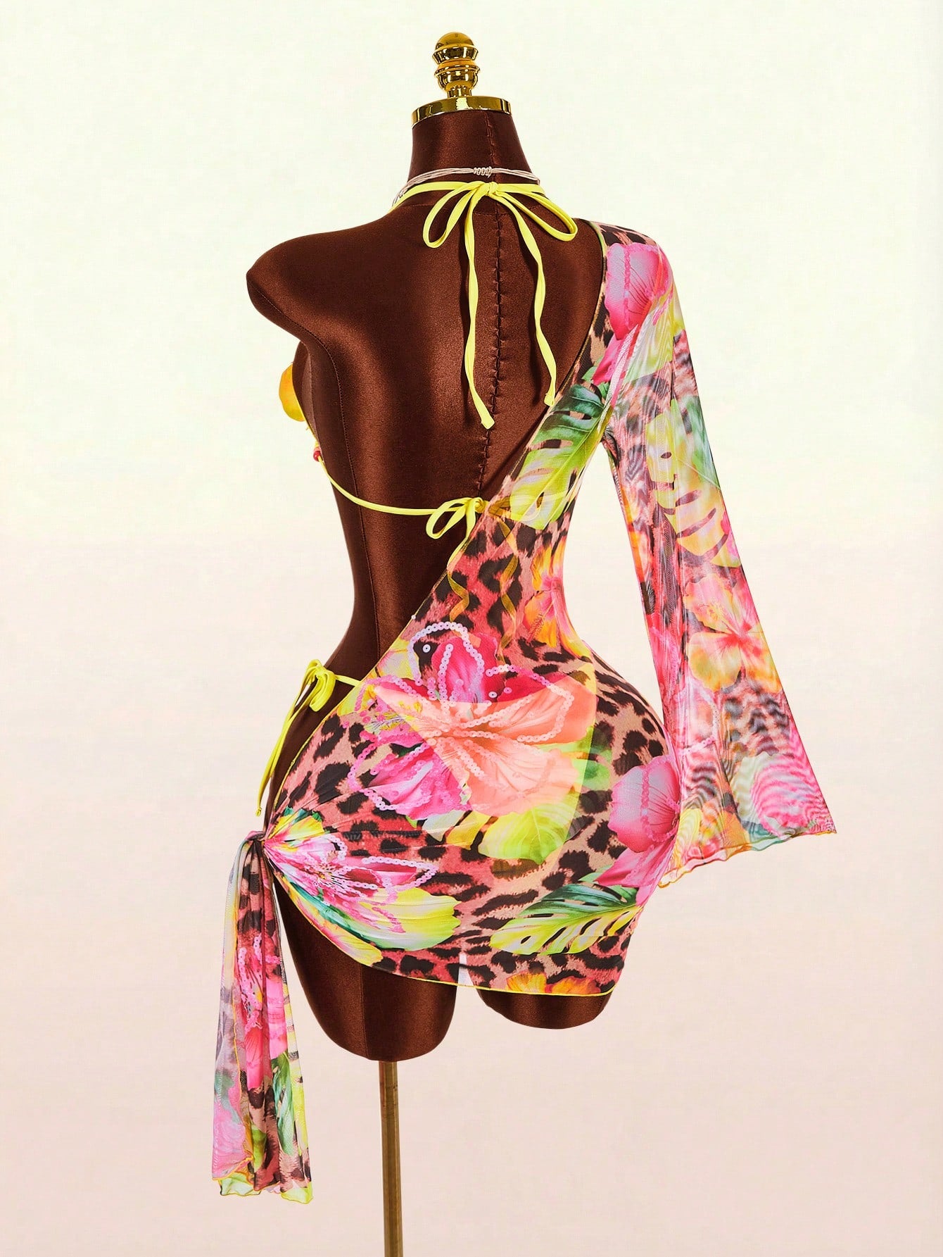 Amplova Women's Floral Swimsuit Set With Chest Detail, Sexy