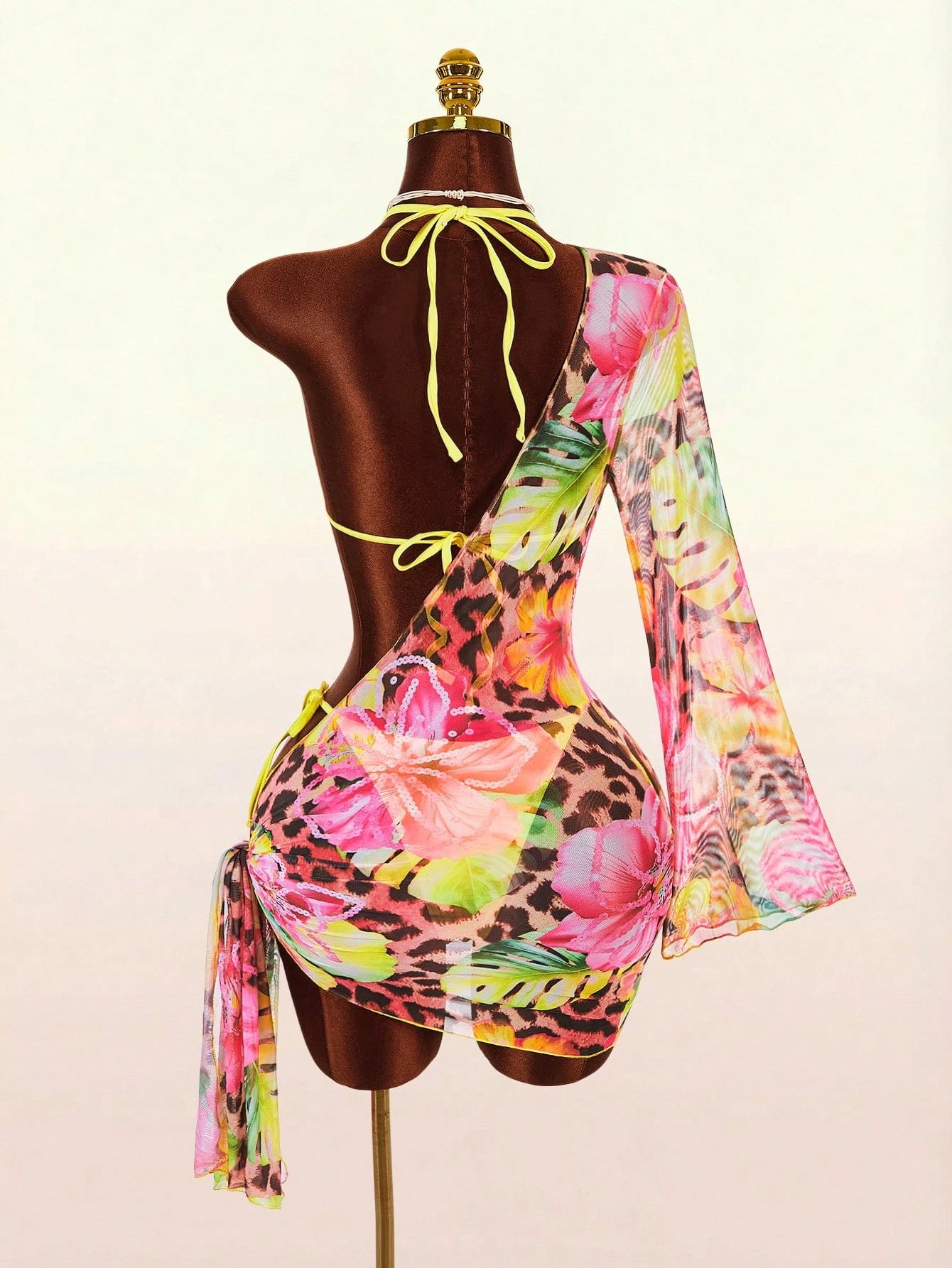 Amplova Women's Floral Swimsuit Set With Chest Detail, Sexy