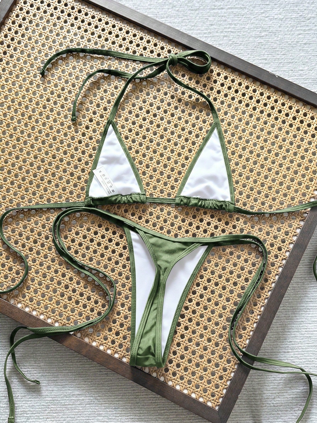 Swim Vcay Swim SXY 2pcs Spring/Summer Beach Vacation Textured Fabric Halter Triangle Bikini Top And Side Tie - image 2