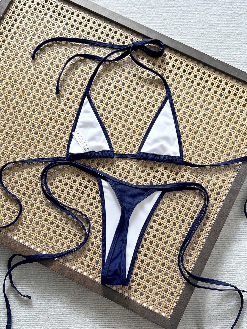 Swim Vcay Swim SXY 2pcs Spring/Summer Beach Vacation Textured Fabric Halter Triangle Bikini Top And Side Tie - image 16