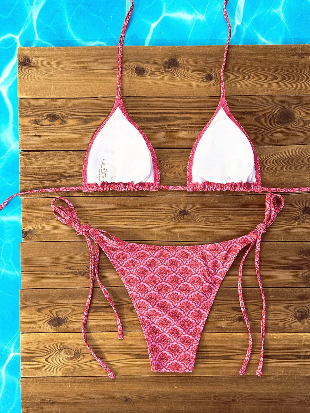 Swim Mod Summer Beach Women's Floral Printed Halter Neck Bikini Set