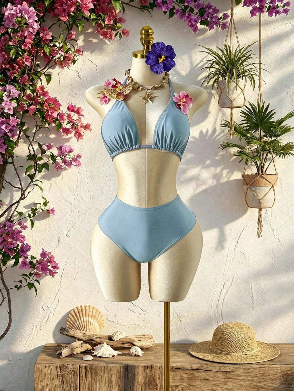 Swim SXY Plus Size 3pcs Floral Accent Solid Color Sexy Women Swimwear Set - image 16