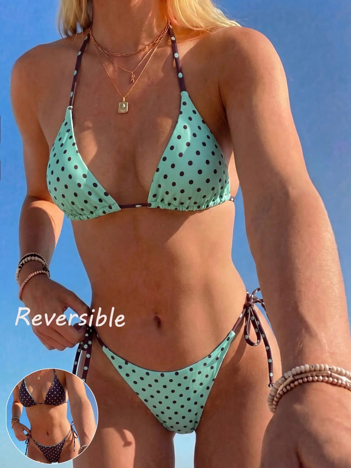 Women's Summer Bikini Set Set, Halter Tie Backless Ladies Swimwear,