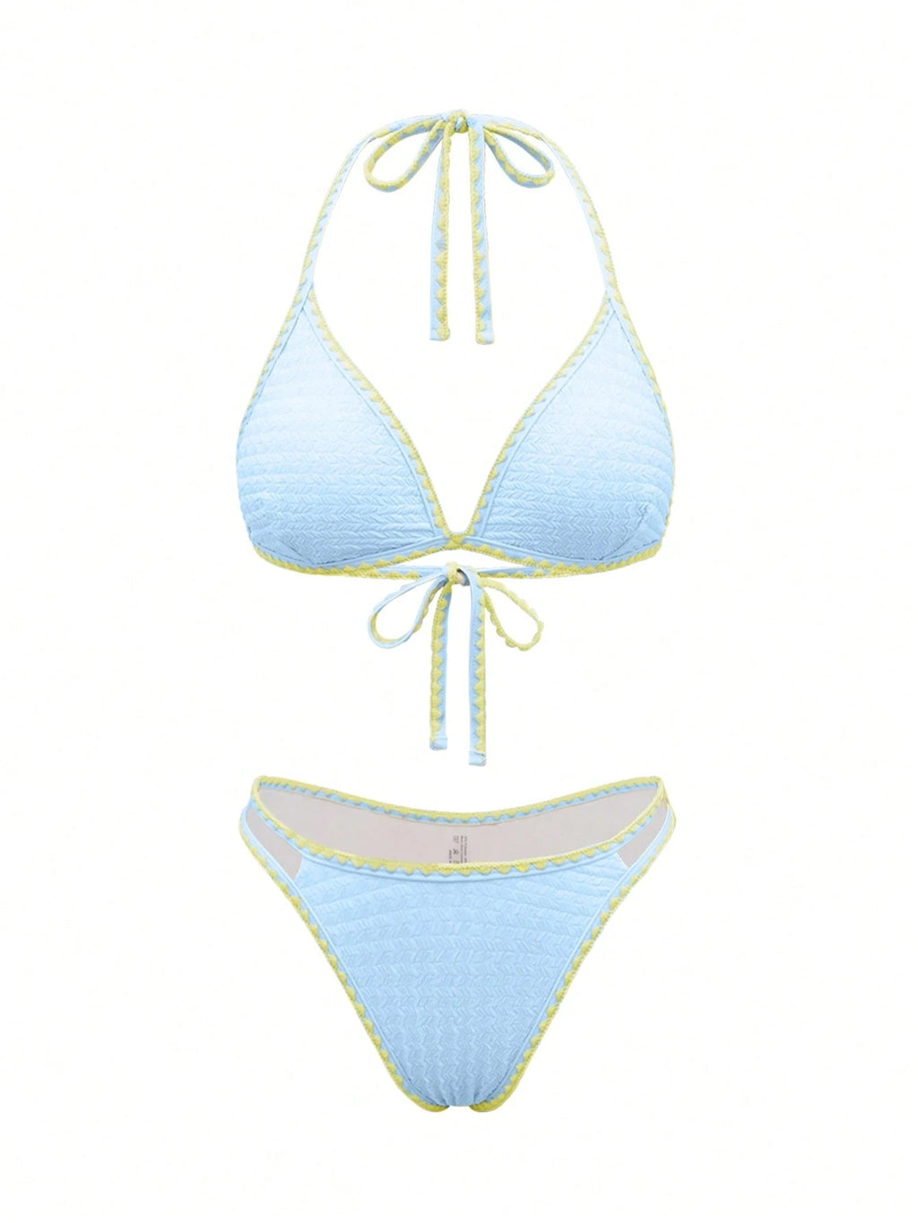 Swim Vcay Summer Beach Whip Stitch Halter Triangle Bikini Set