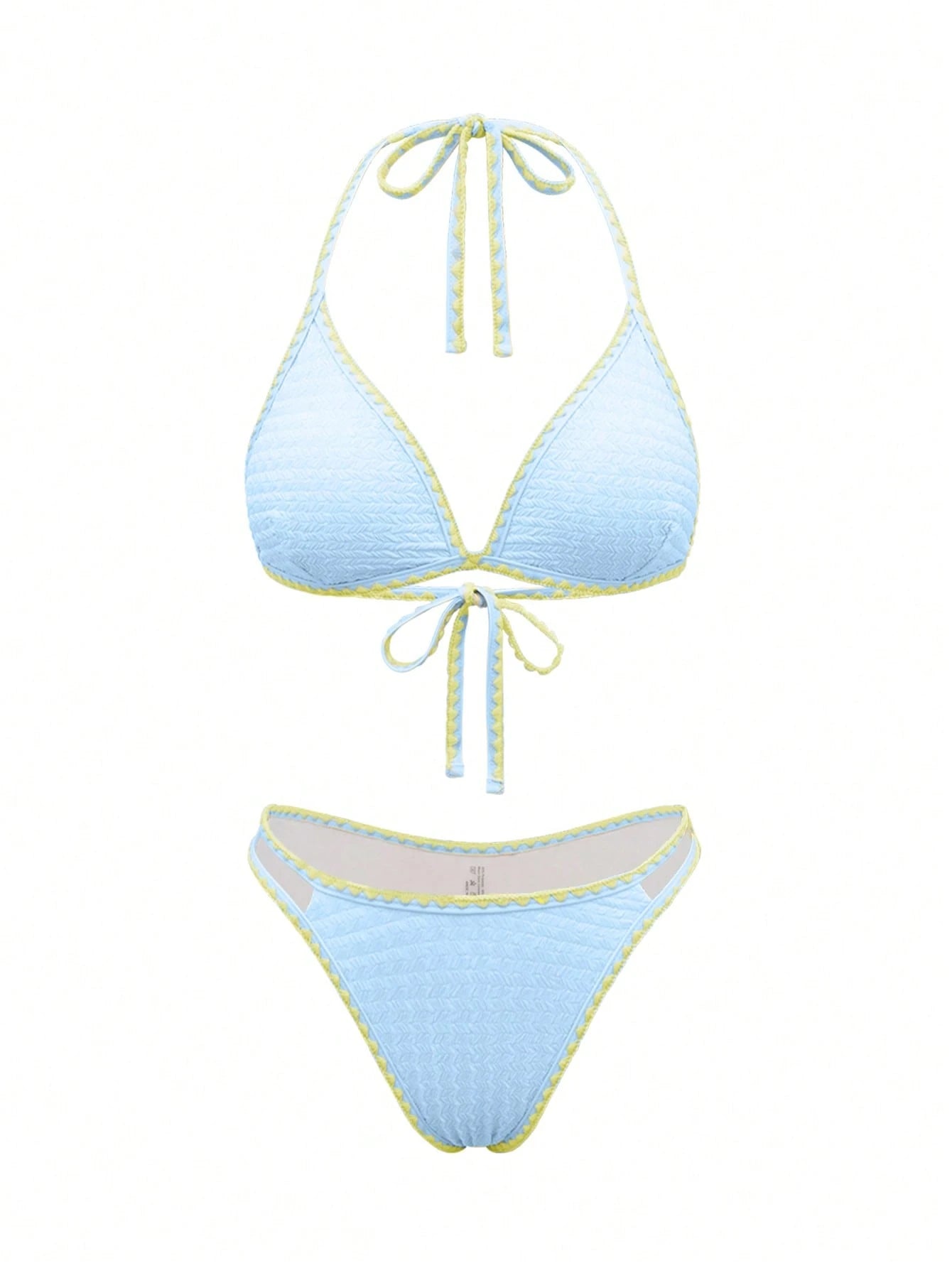 Swim Vcay Summer Beach Whip Stitch Halter Triangle Bikini Set