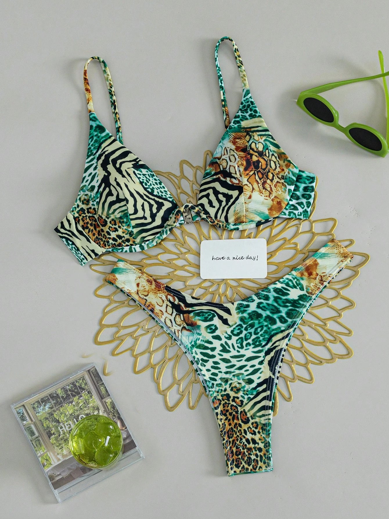 Swim Basics Summer Beach Mono Bikini Set Underwired Bra & High Cut