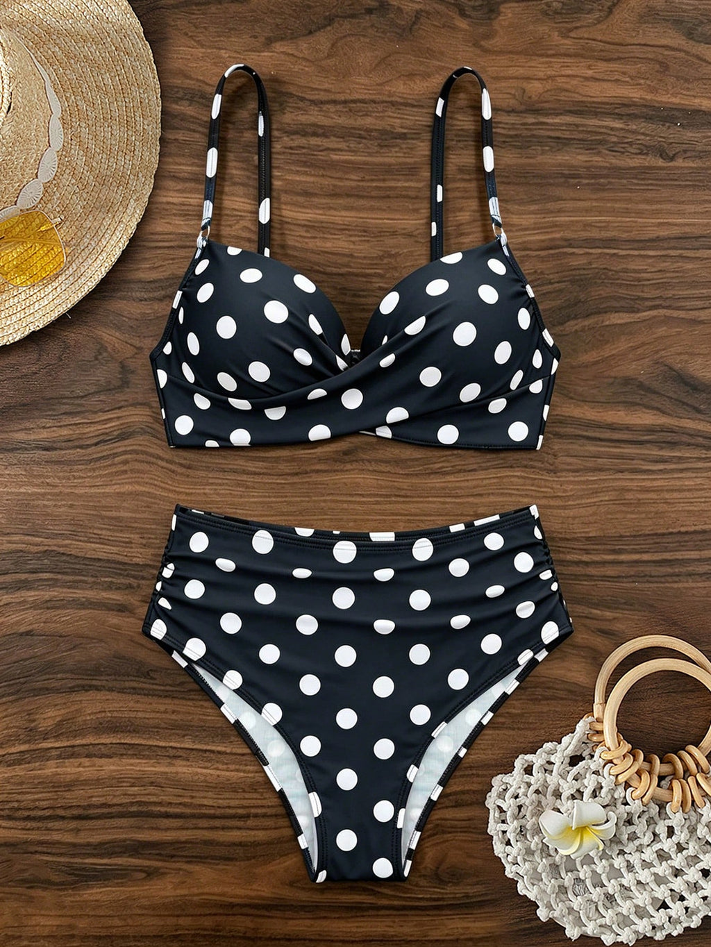 Swim Women Plain Criss-Cross Sexy Bikini Set With Underwire Support (Hard Cup Ve