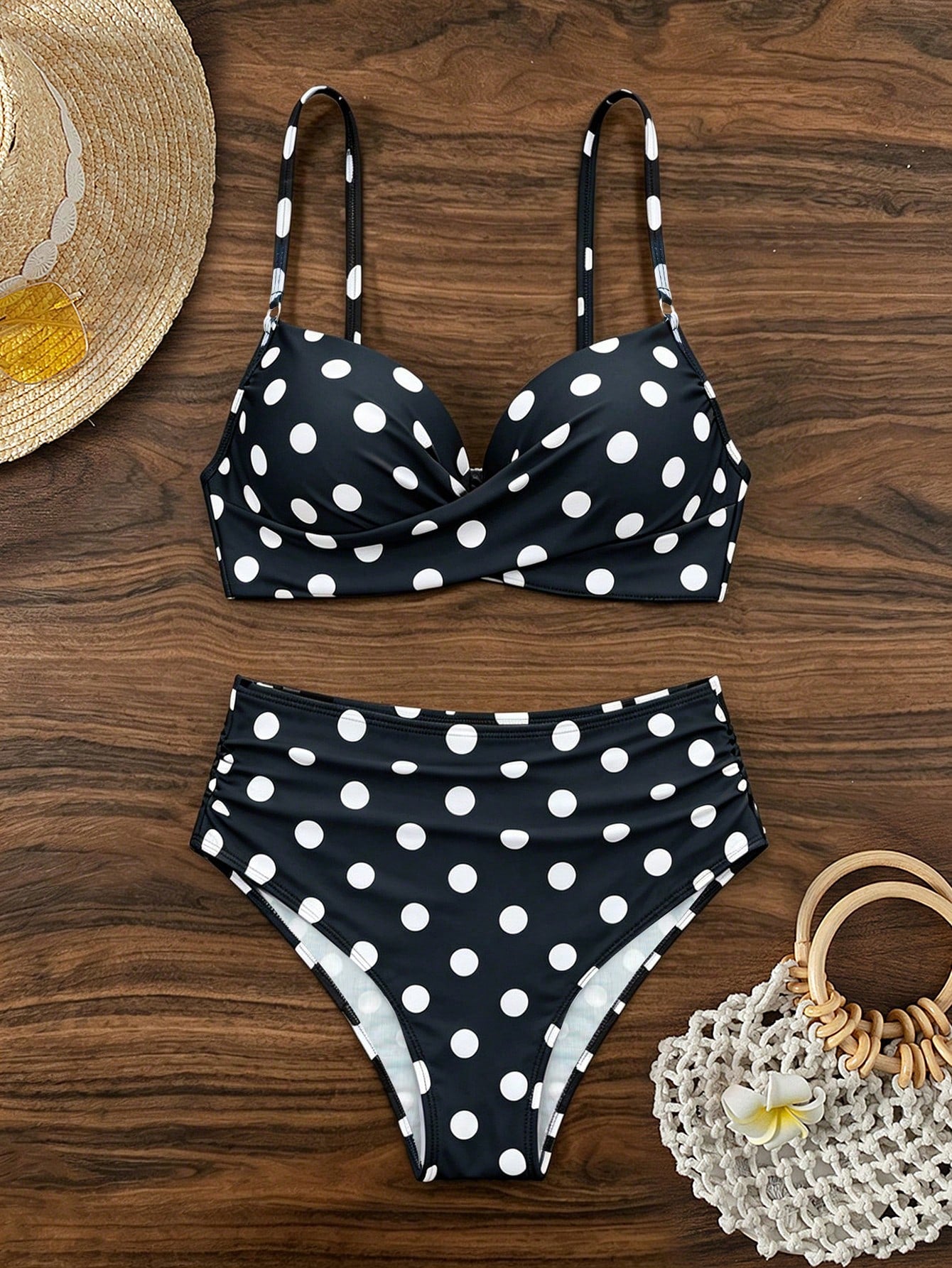 Swim Women Plain Criss-Cross Sexy Bikini Set With Underwire Support (Hard Cup Ve