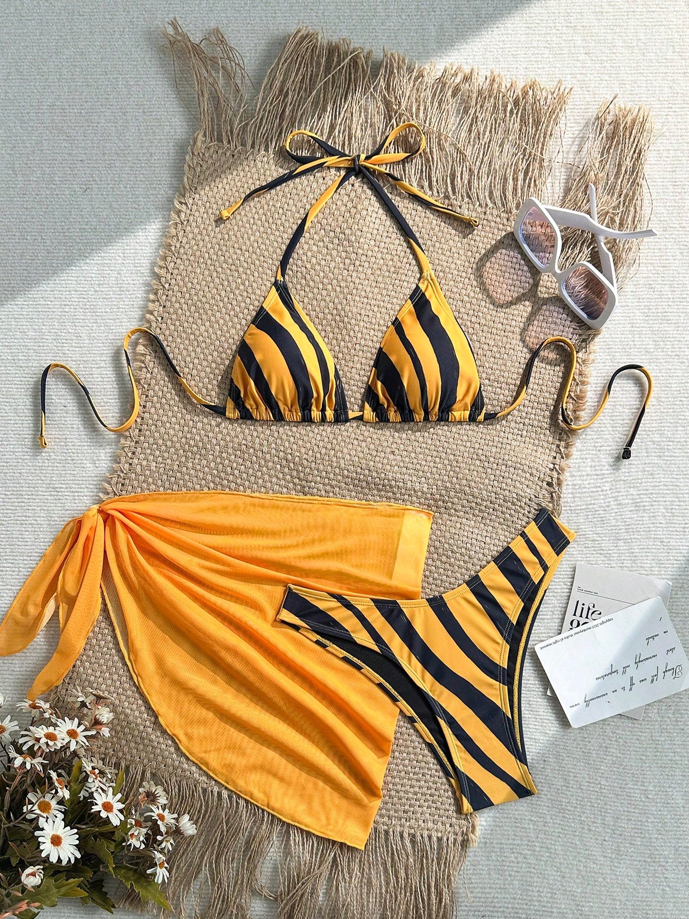 Swim Mod Women's Summer Beach Floral Print Halter Tie Sexy Bikini And