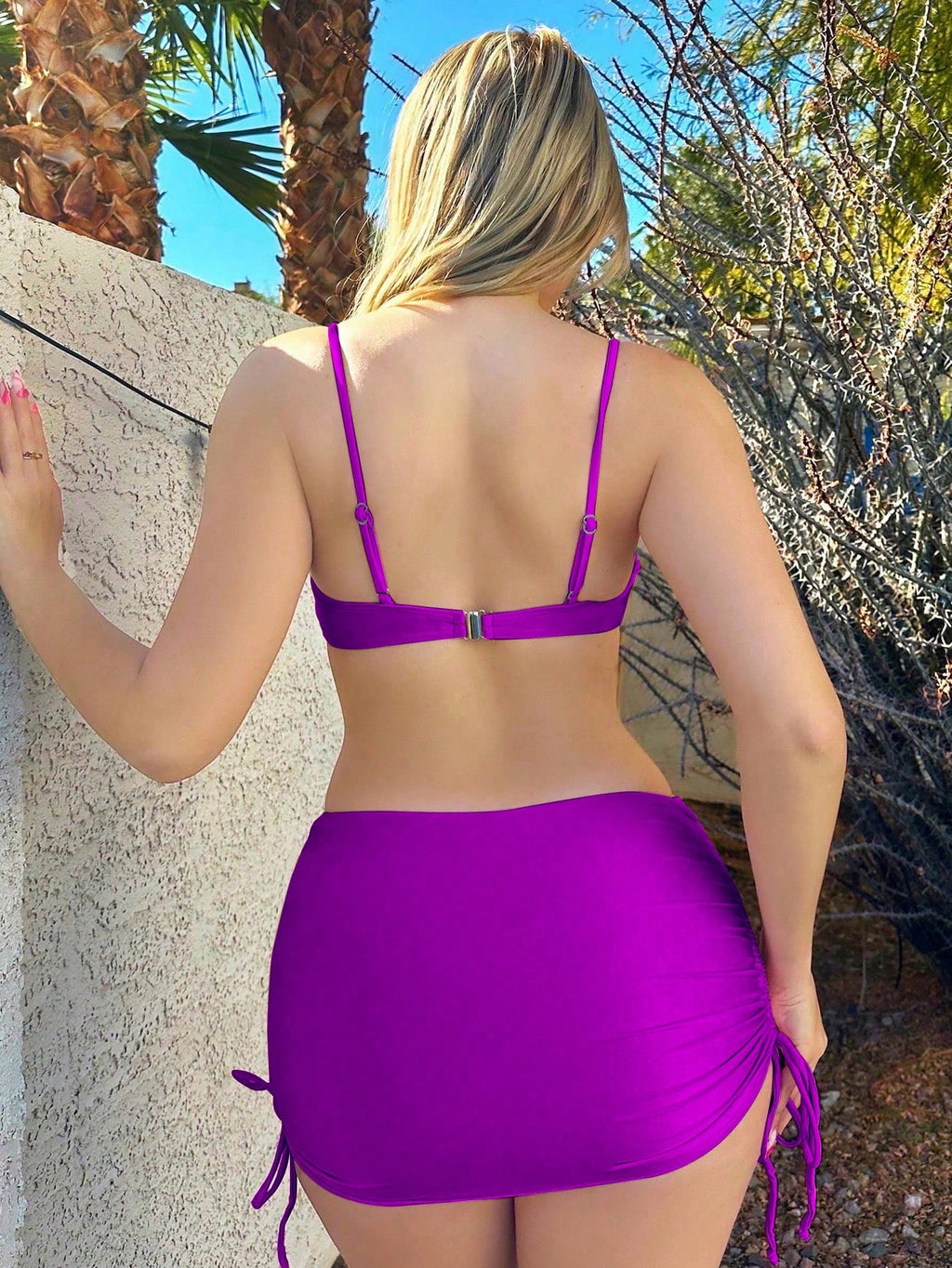 Swim Mod Summer Beach Women's Solid Color Bikini Set