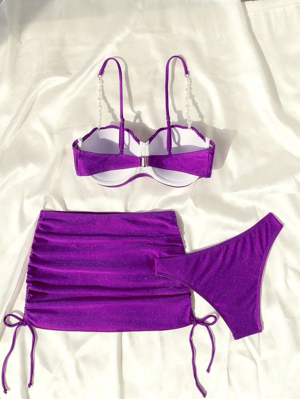 Swim Mod Summer Beach Women's Solid Color Bikini Set