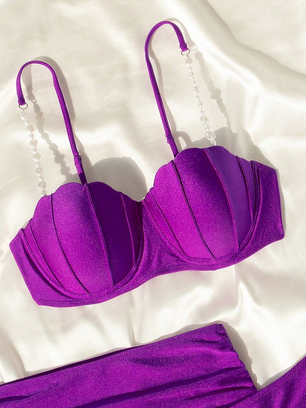 Swim Mod Summer Beach Women's Solid Color Bikini Set