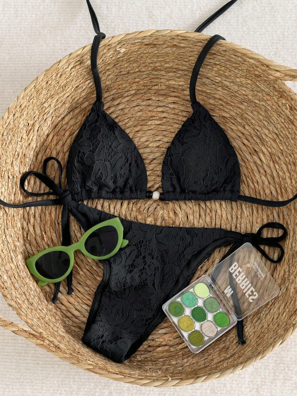 Bonvoyette Women's 2-Piece White Crochet Lace Triangle Bikini Set,Boho Halter Neck Swim Top,High Cut Thong - image 14