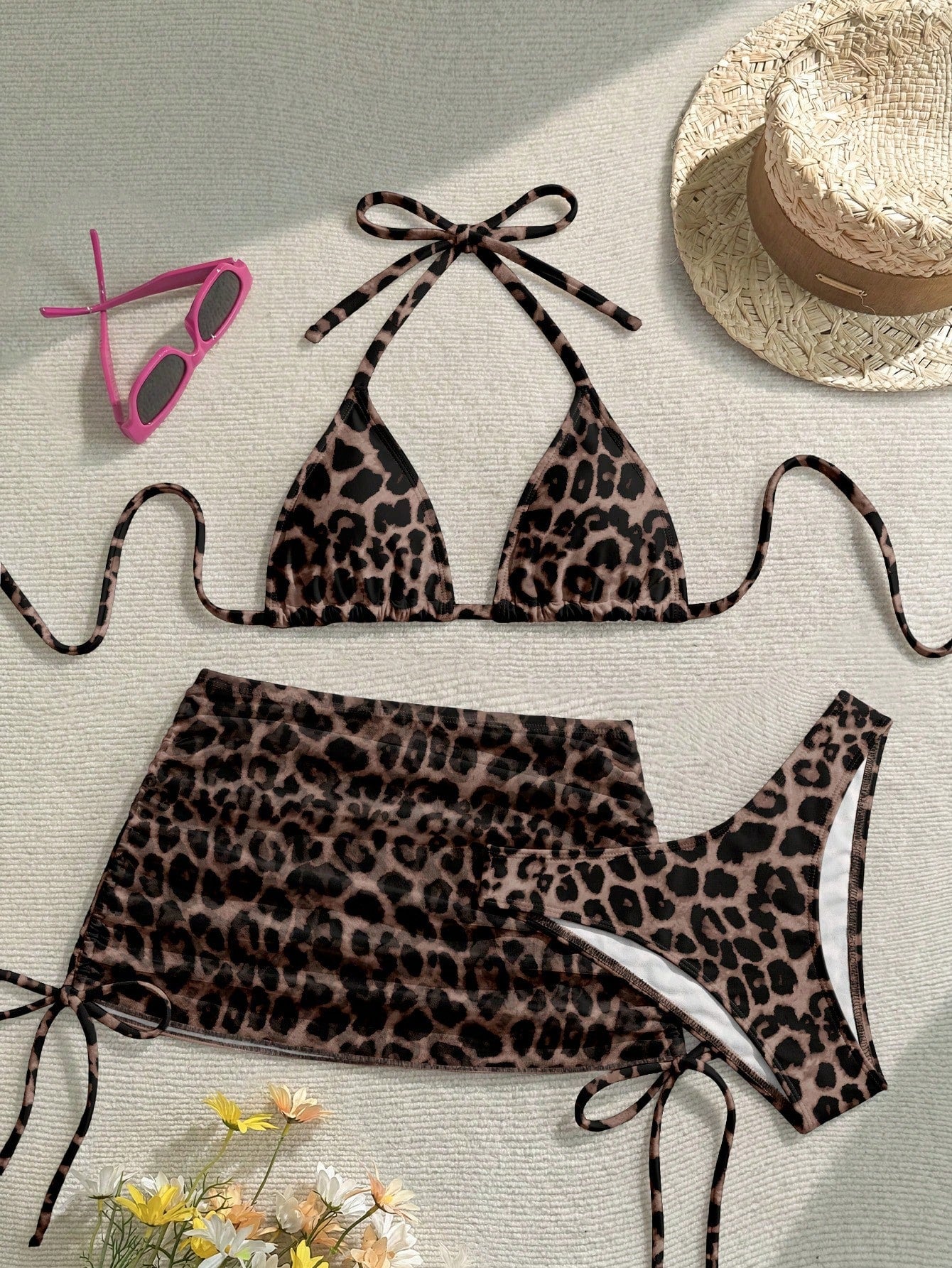 Soleia Casual Minimalist Sexy Brown Leopard Print Full Coverage Women