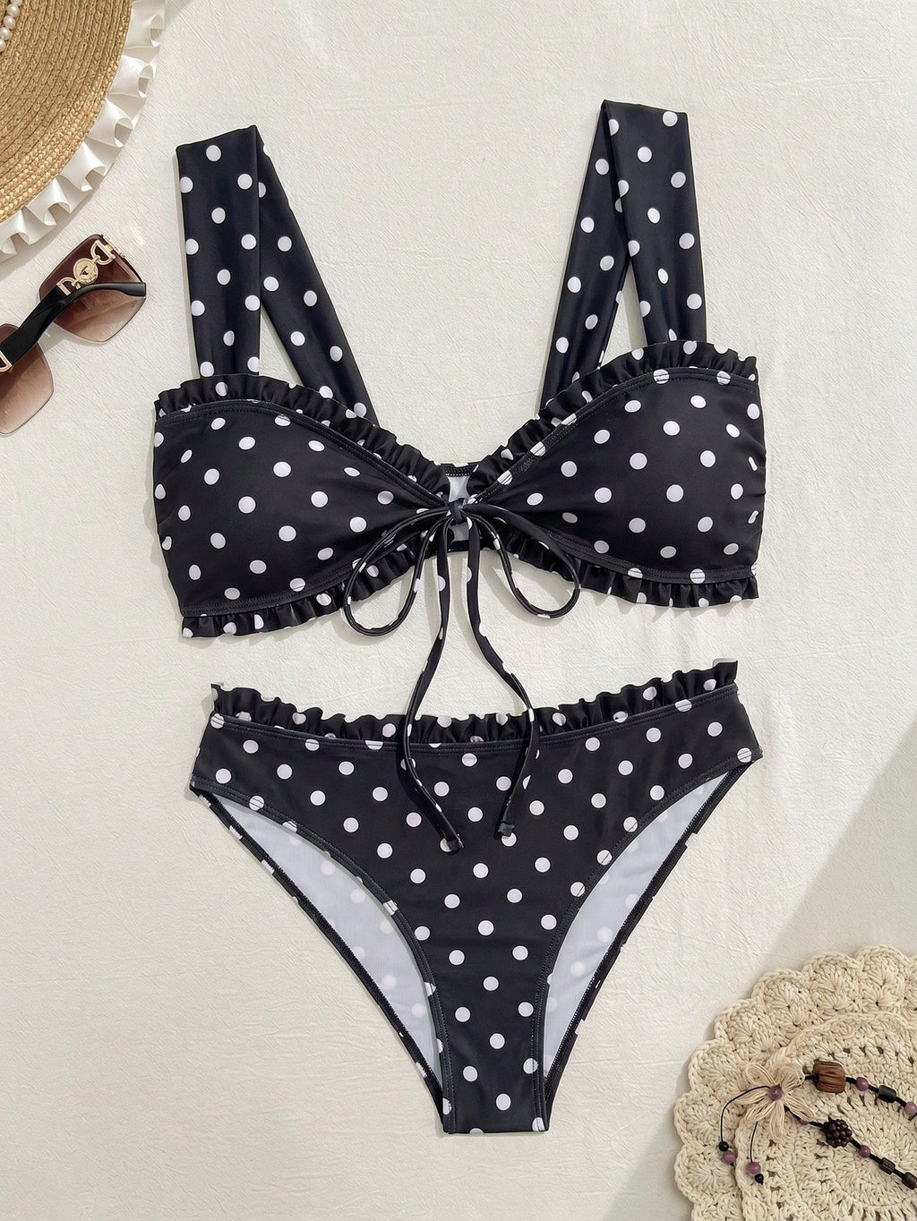 Swim Mod Sweet Girl 2-Piece Floral Random Print Wide Strap Tie-Front Triangle Bikini Swimsuit Set For Women - image 13