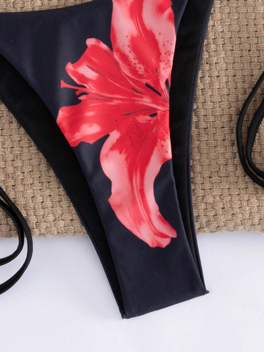 Women's Sexy Floral Halter Backless High Elasticity Bikini Set,