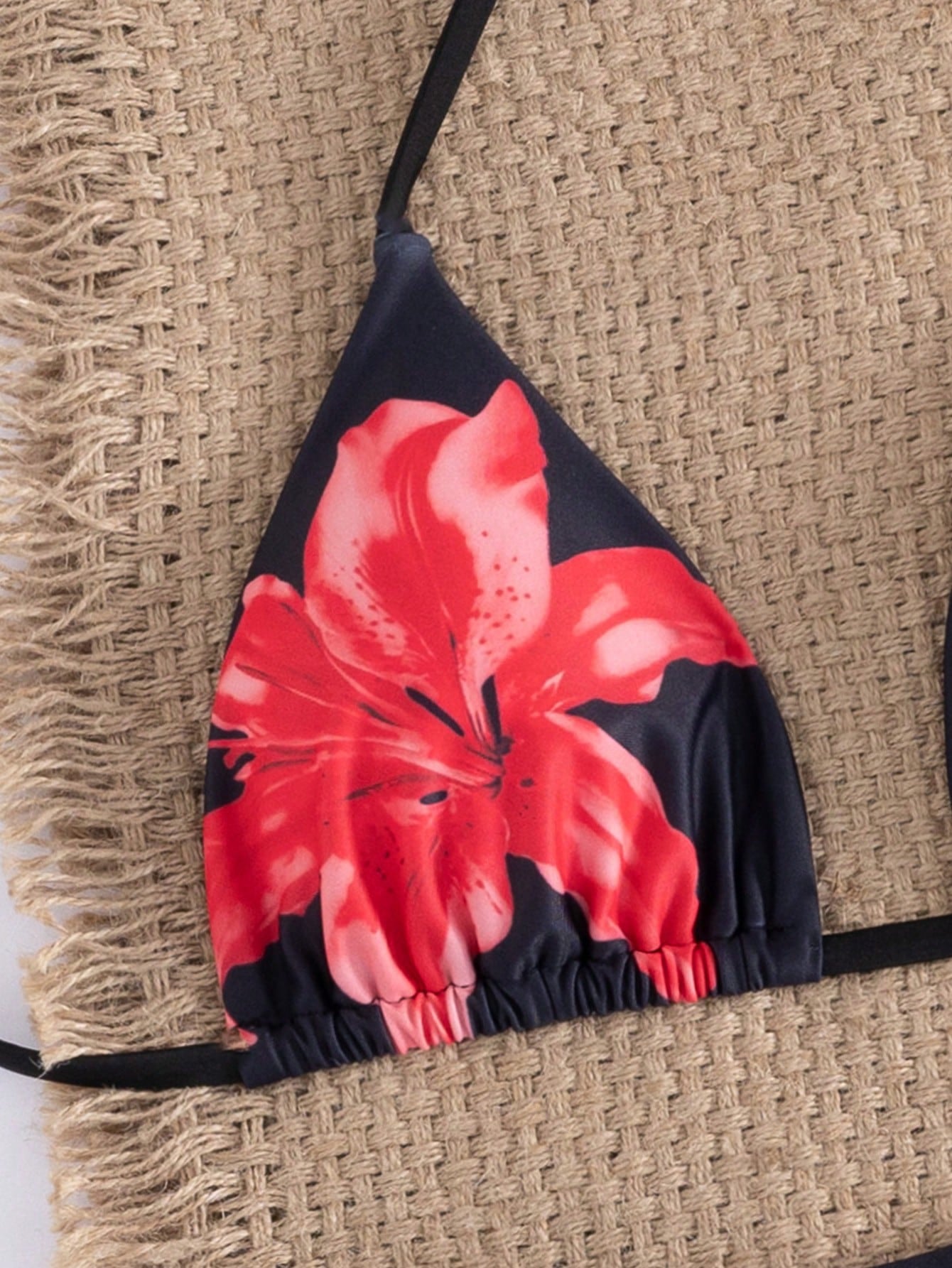 Women's Sexy Floral Halter Backless High Elasticity Bikini Set,