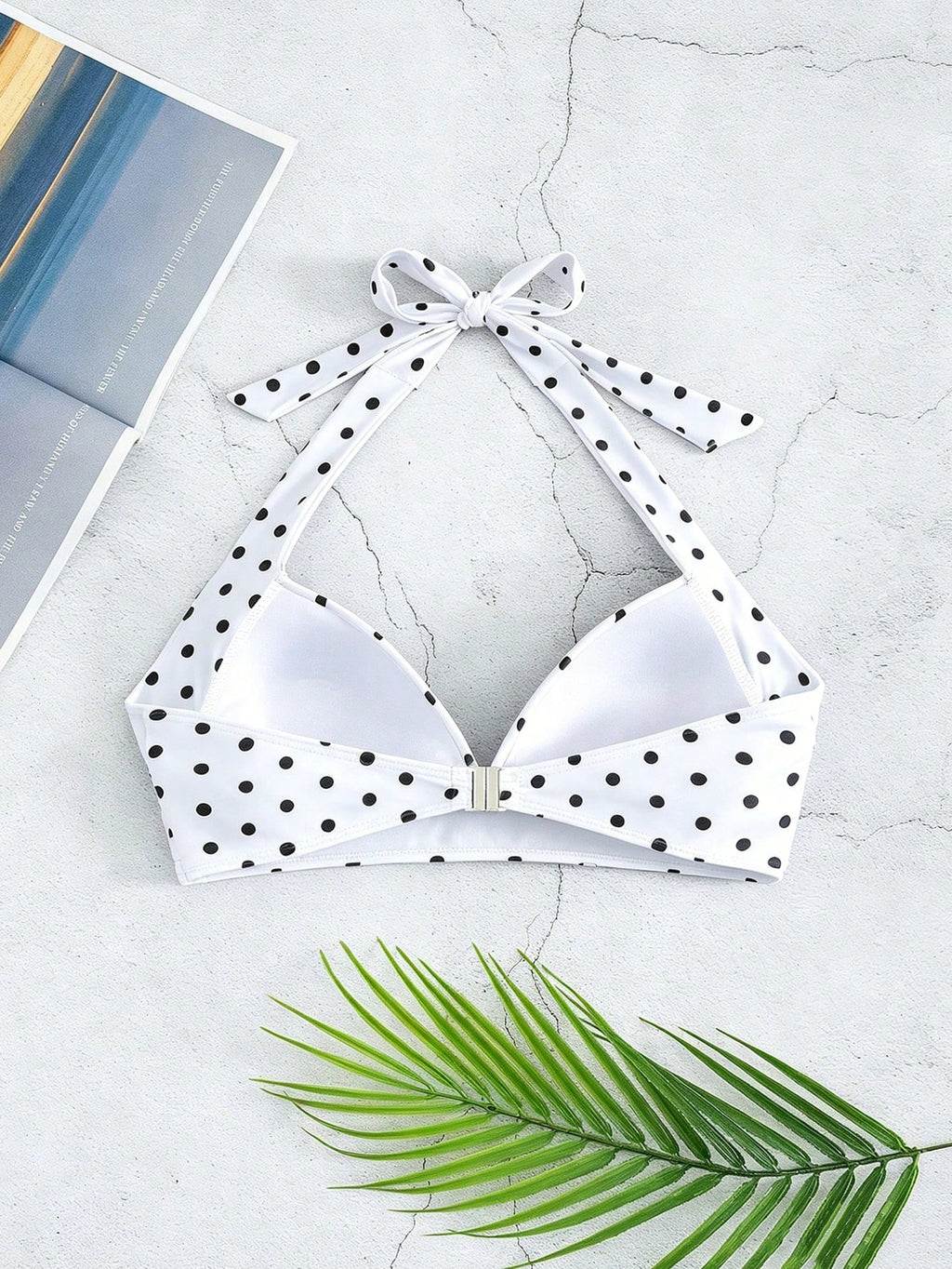 Voyashape Polka Dot Halter Neck Fashionable Summer Beach Bikini Top - image 2