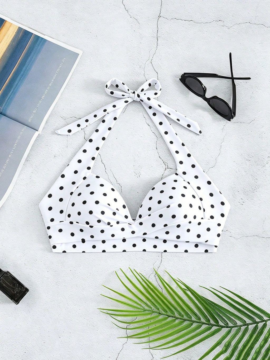 Voyashape Polka Dot Halter Neck Fashionable Summer Beach Bikini Top - image 3