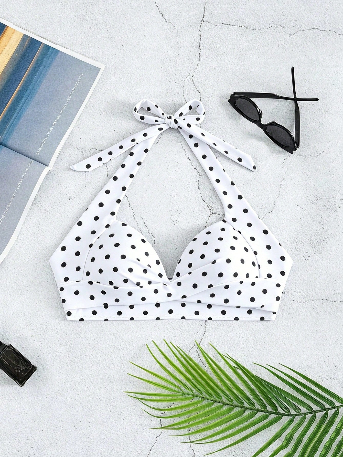 Voyashape Polka Dot Halter Neck Fashionable Summer Beach Bikini Top - image 3